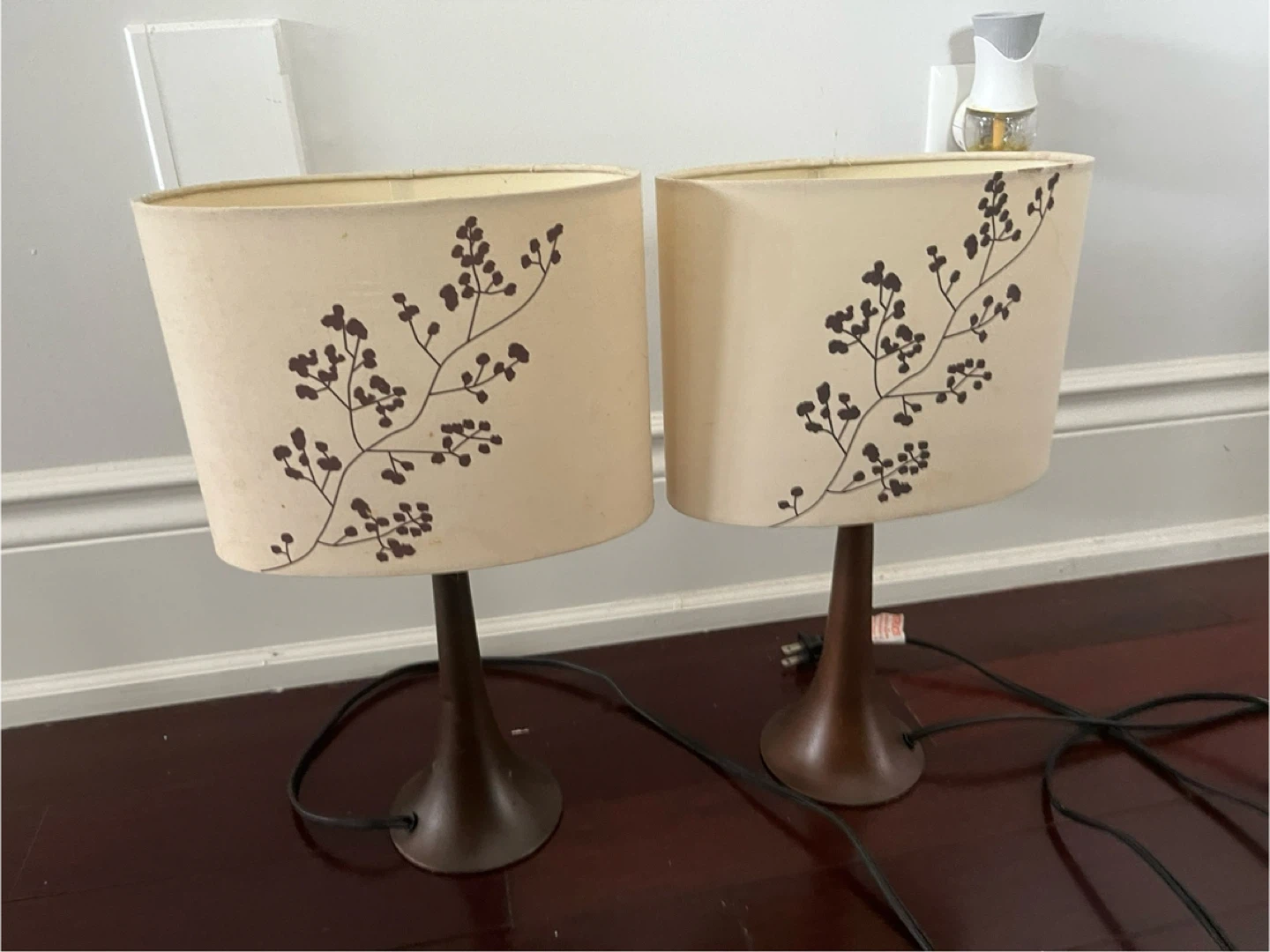 Pair of Table Lamps with Floral Design