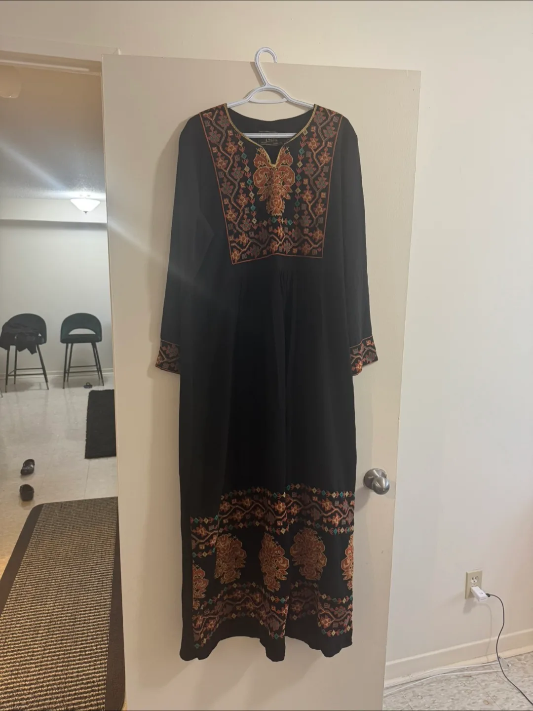 Black Embroidered Long Sleeve Dress thumbnail