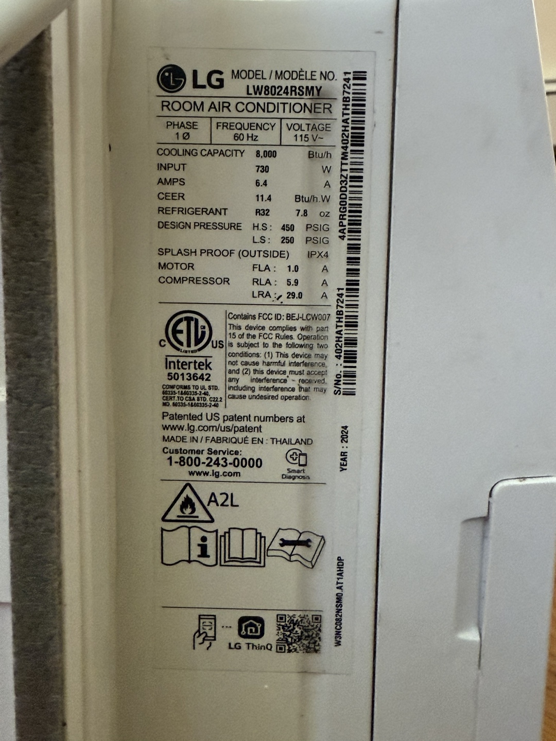 LG LW8024RSMY 8,000 BTU Room Air Conditioner - photo 2