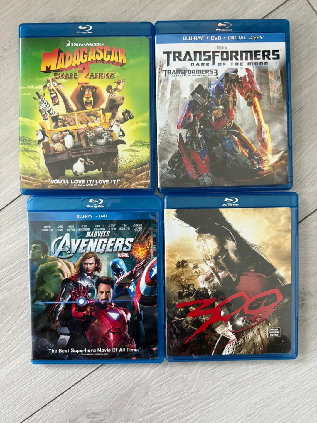 Blu-ray Movies: Madagascar 2, Transformers 3, Avengers, 300