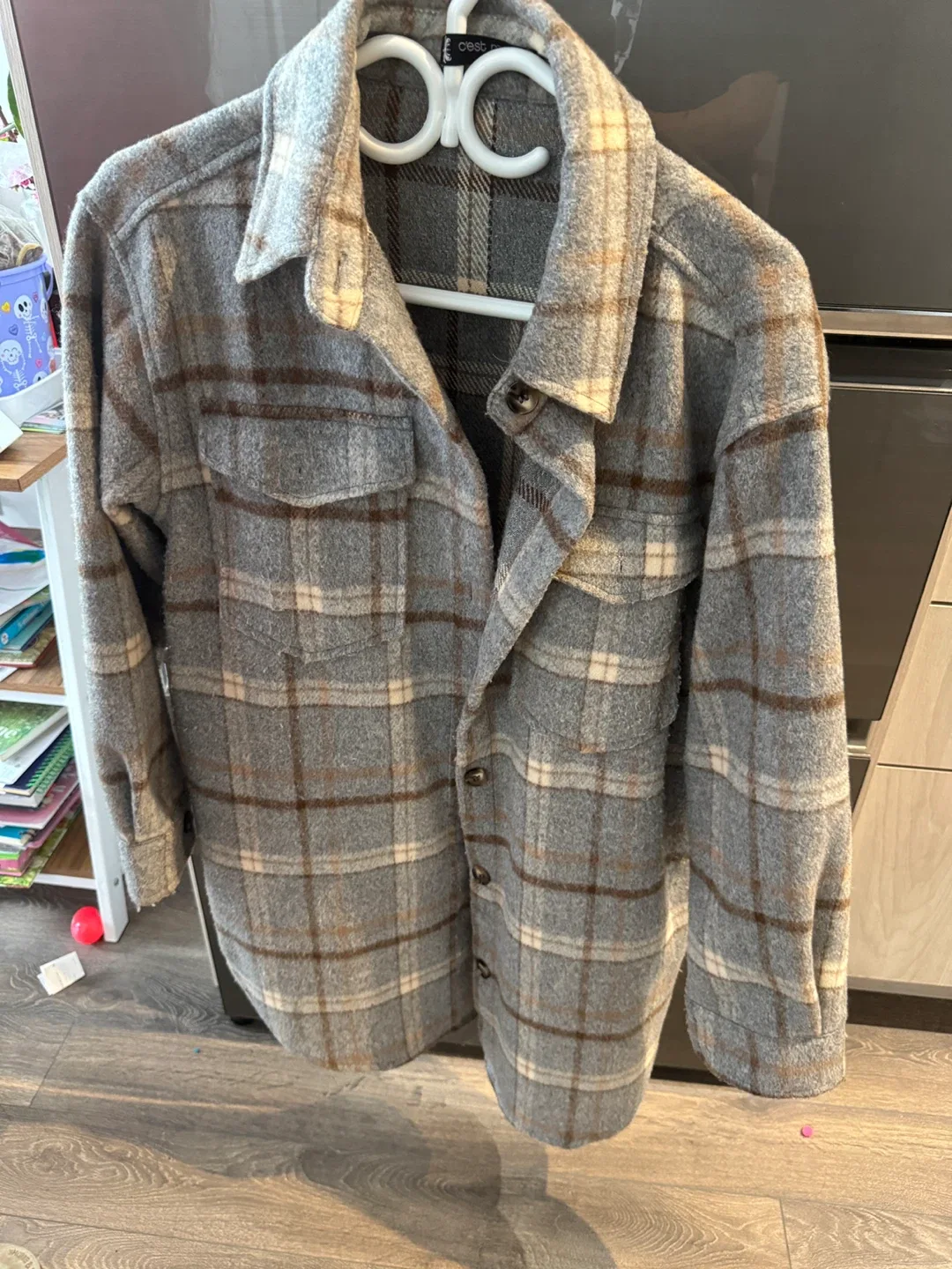 Oversized Grey Plaid Shacket thumbnail