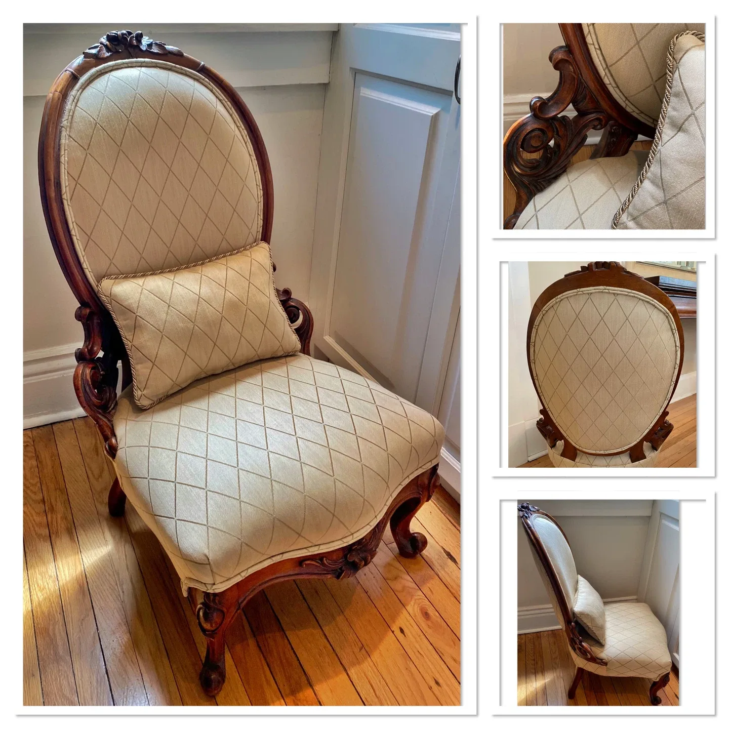 ⭐️Original antique Victorian hand carved walnut Ladies Chair⭐️ image indicator(9)