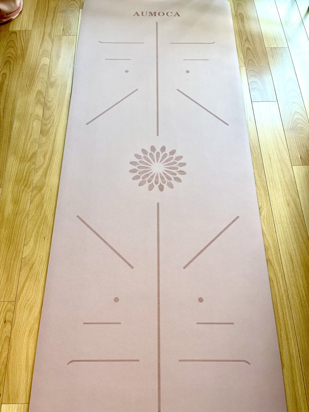 Rubber Yoga Mat with Alignment - Pink - photo 2