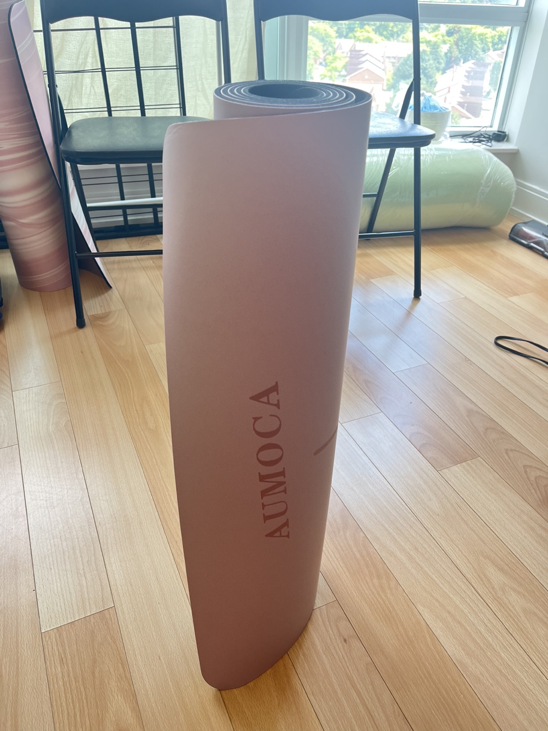 Rubber Yoga Mat with Alignment - Pink - photo 5