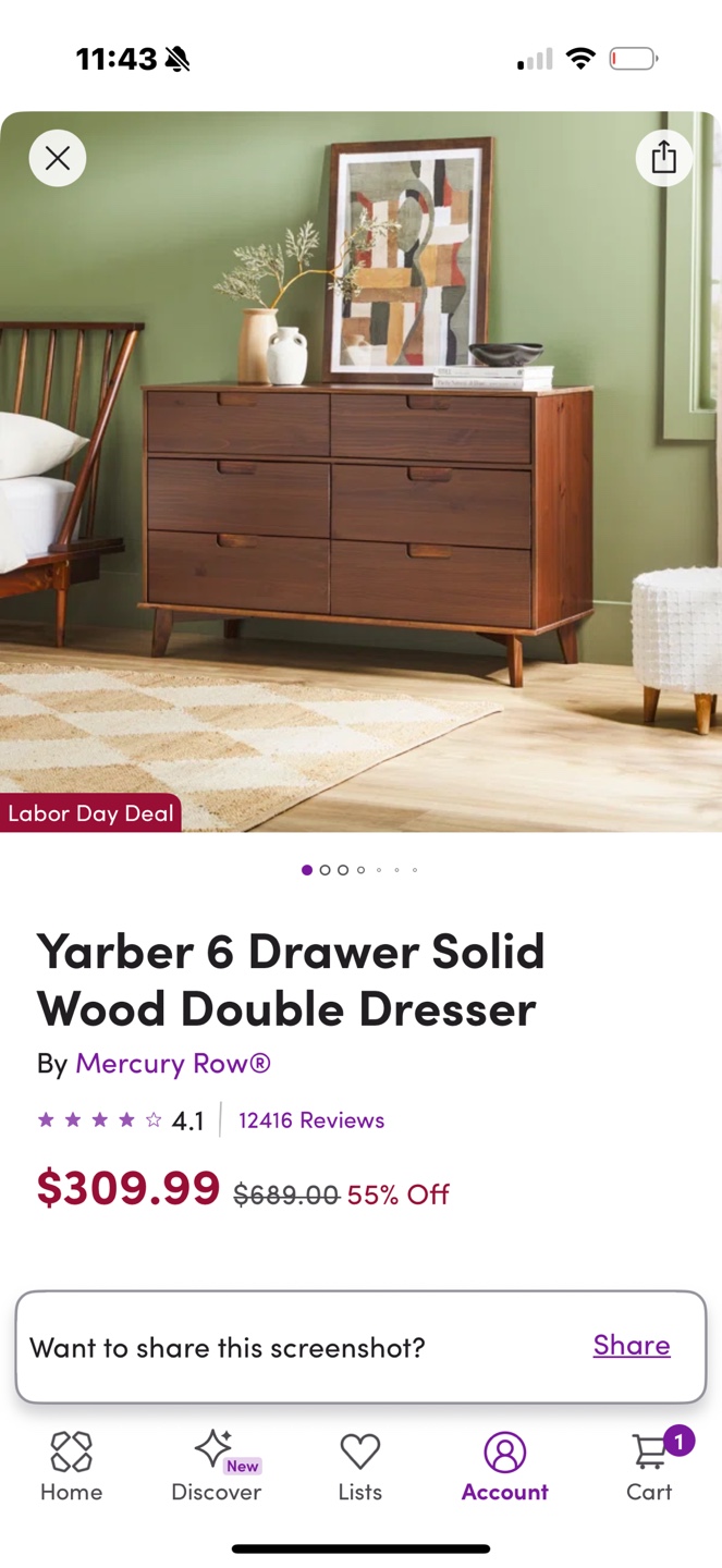 Mercury Row Yarber 6 Drawer Solid Wood Double Dresser - photo 2
