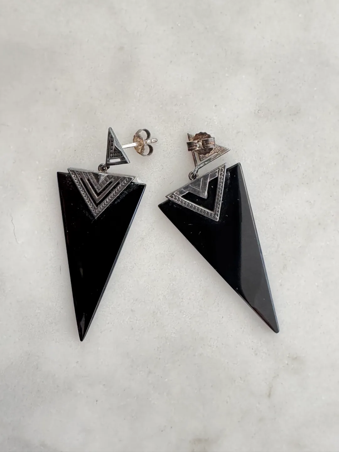Triangle Drop Earrings - Black thumbnail