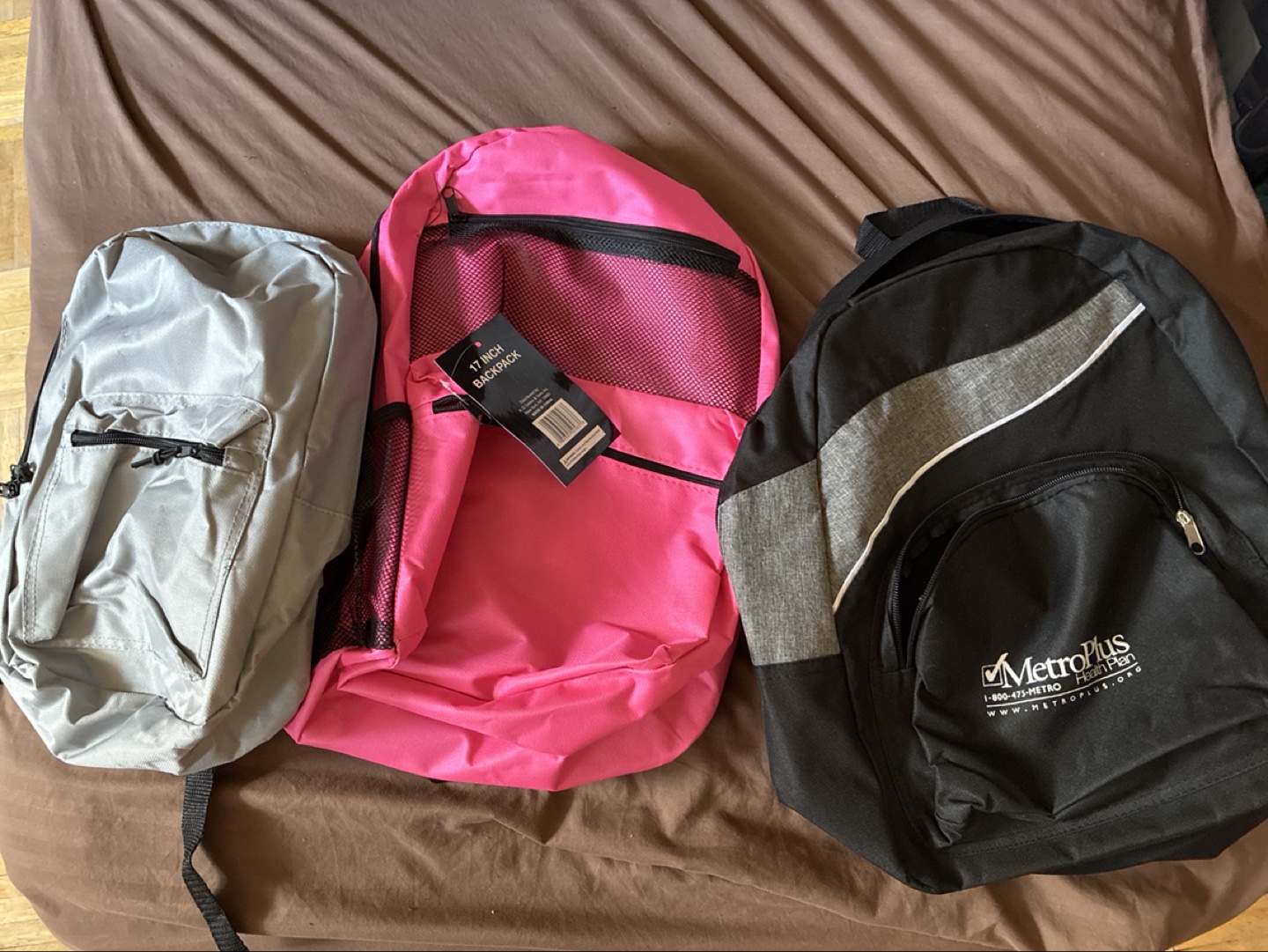 Backpacks - Pink 17 inch, Silver, MetroPlus Health Plan