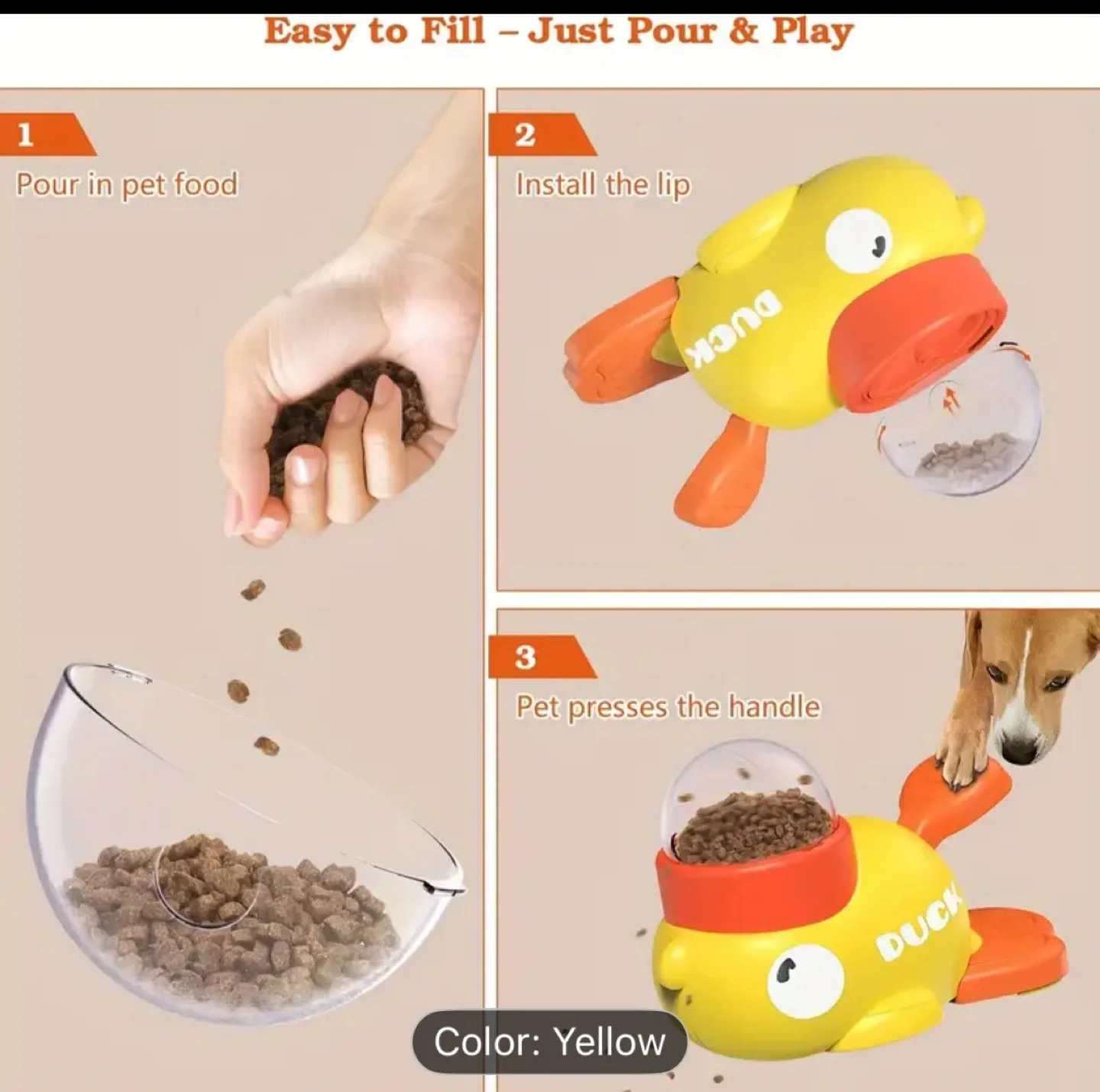 Duck Treat Dispenser Toy - Yellow image indicator(3)