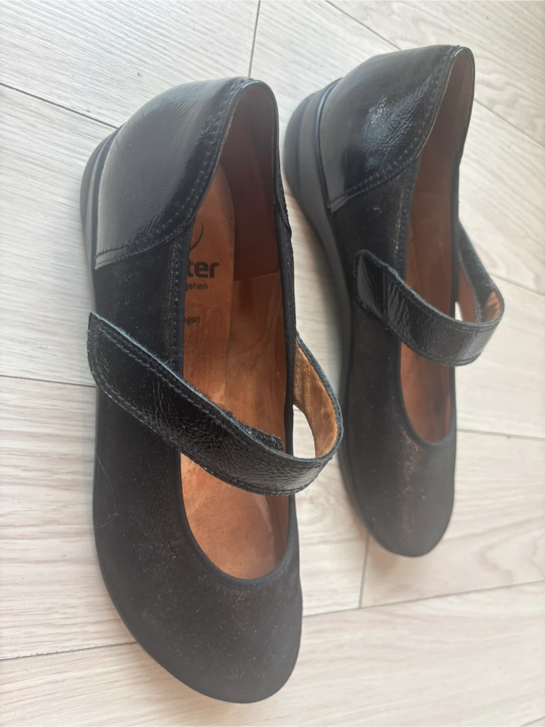 Ganter Black Leather Mary Jane Shoes size 9