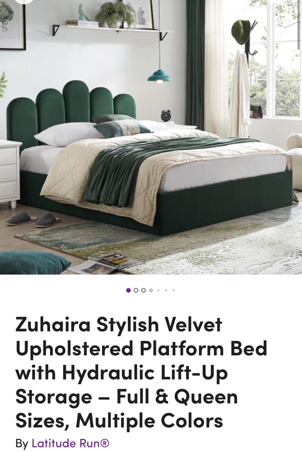 Zuhaira Velvet Upholstered Platform Bed w/ Storage