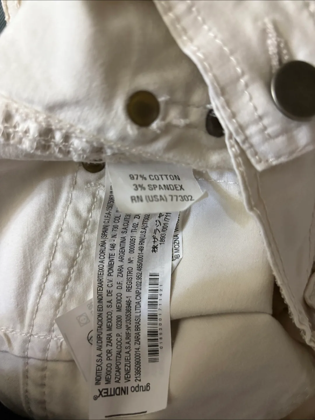 Zara White Cotton Blend Pants image indicator(5)