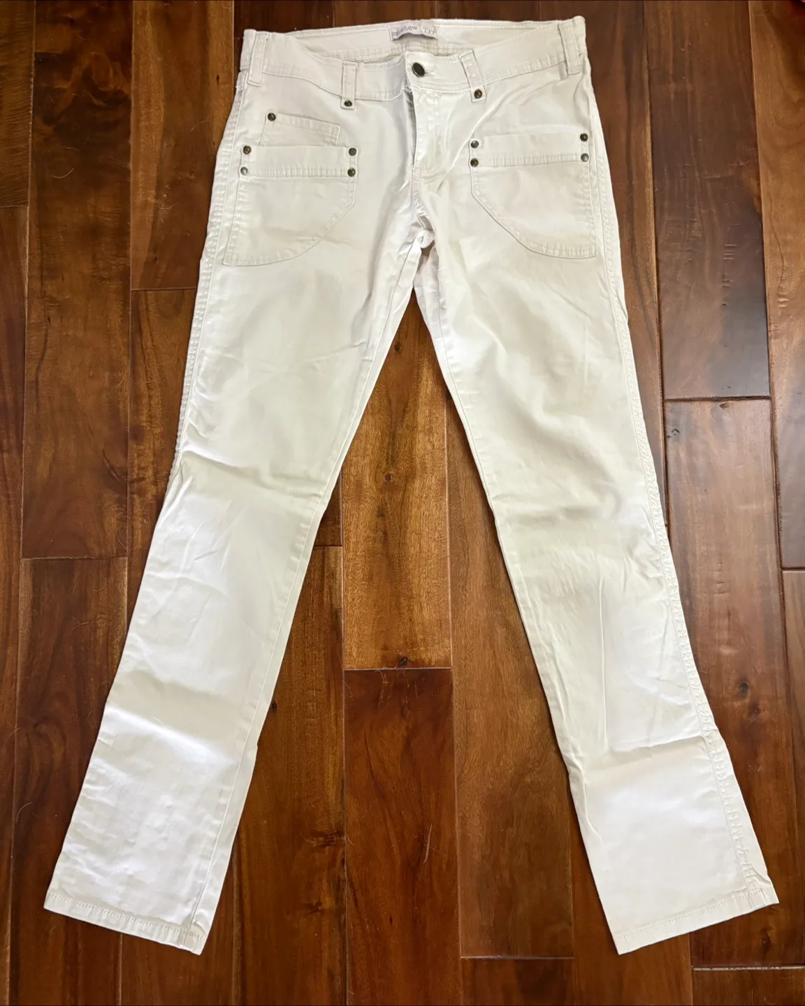 Zara White Cotton Blend Pants thumbnail