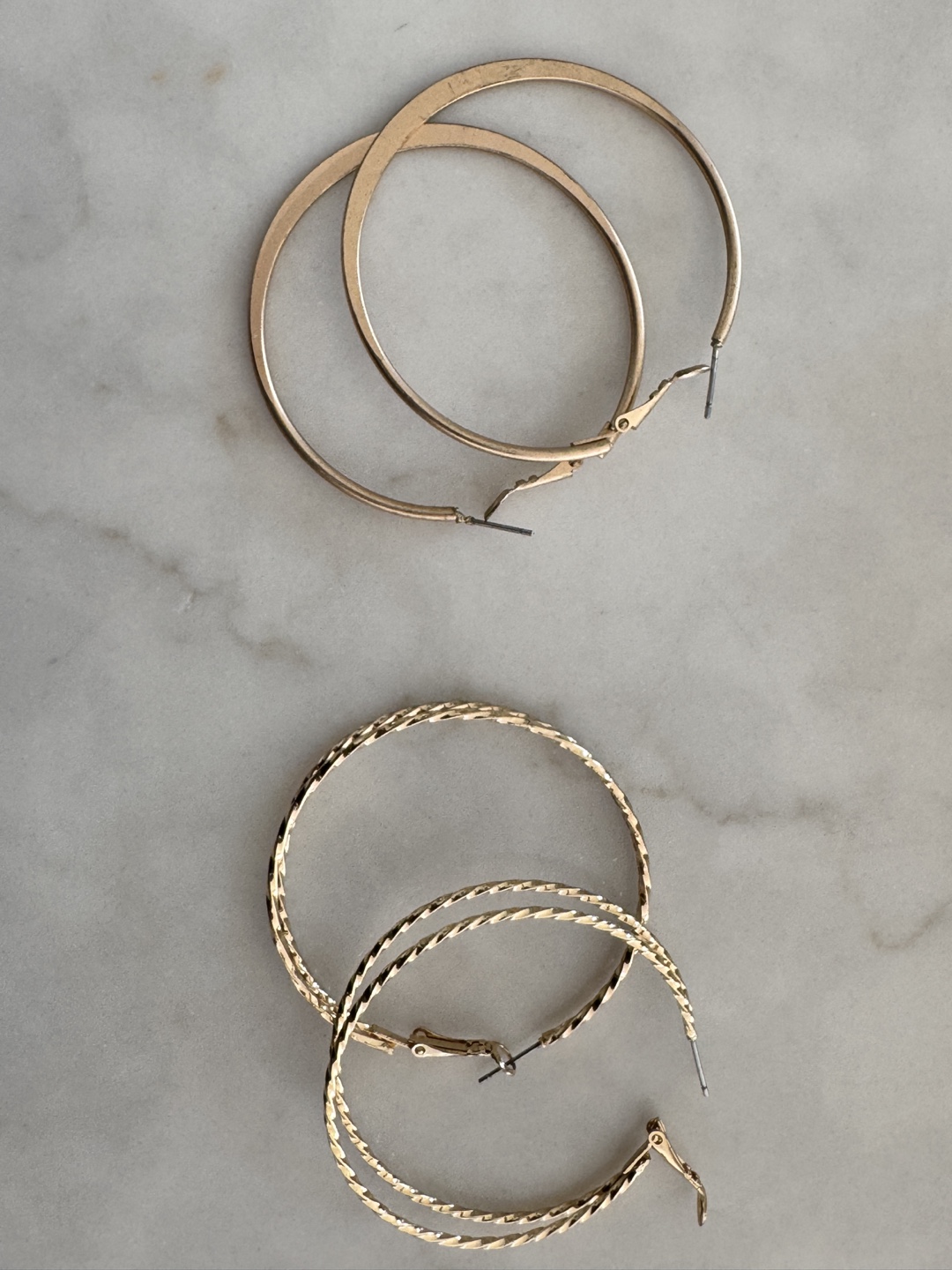 Gold Hoop Earrings - Two Pairs