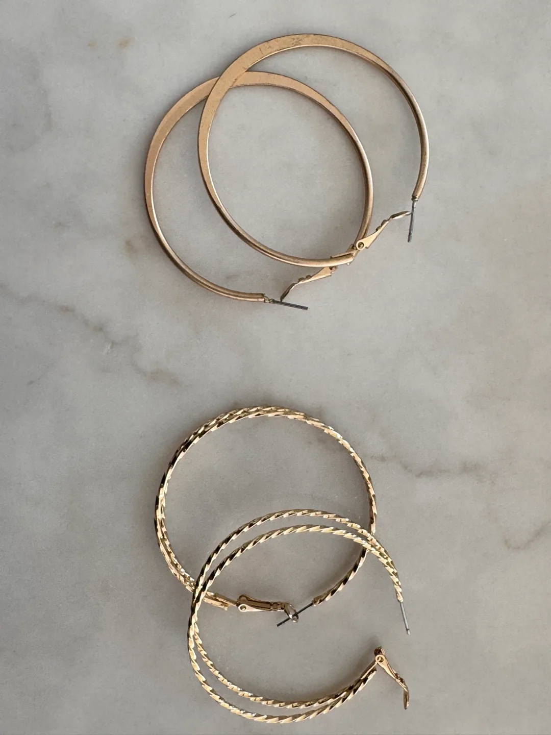 Gold Hoop Earrings - Two Pairs thumbnail
