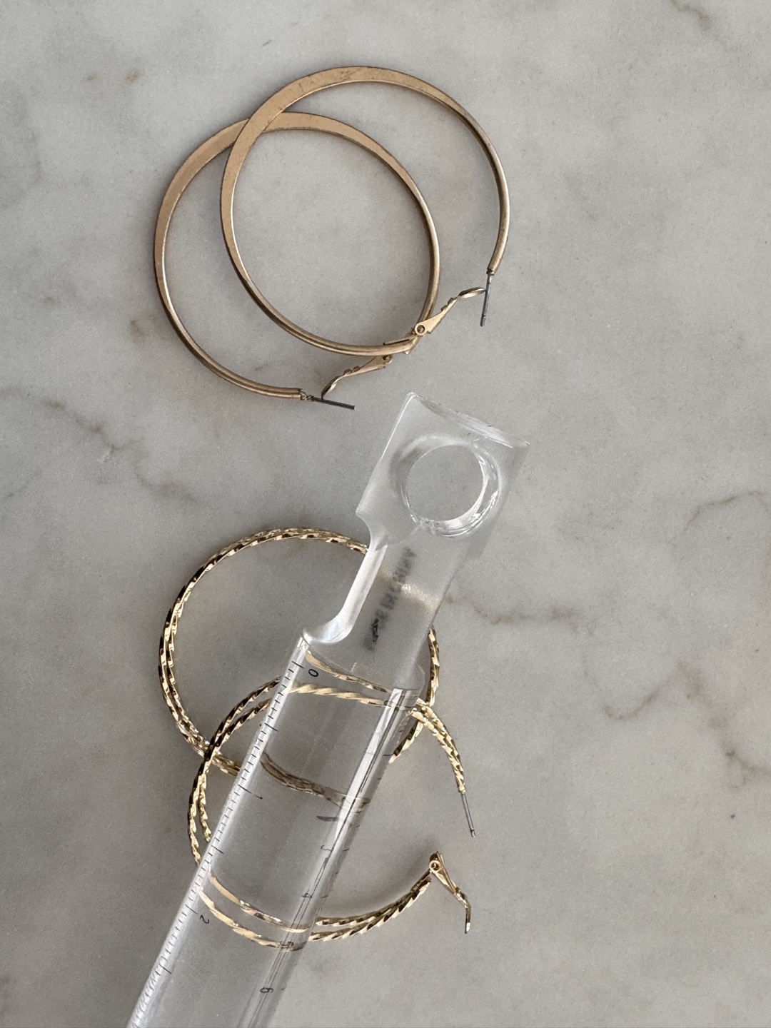 Gold Hoop Earrings - Two Pairs - photo 2
