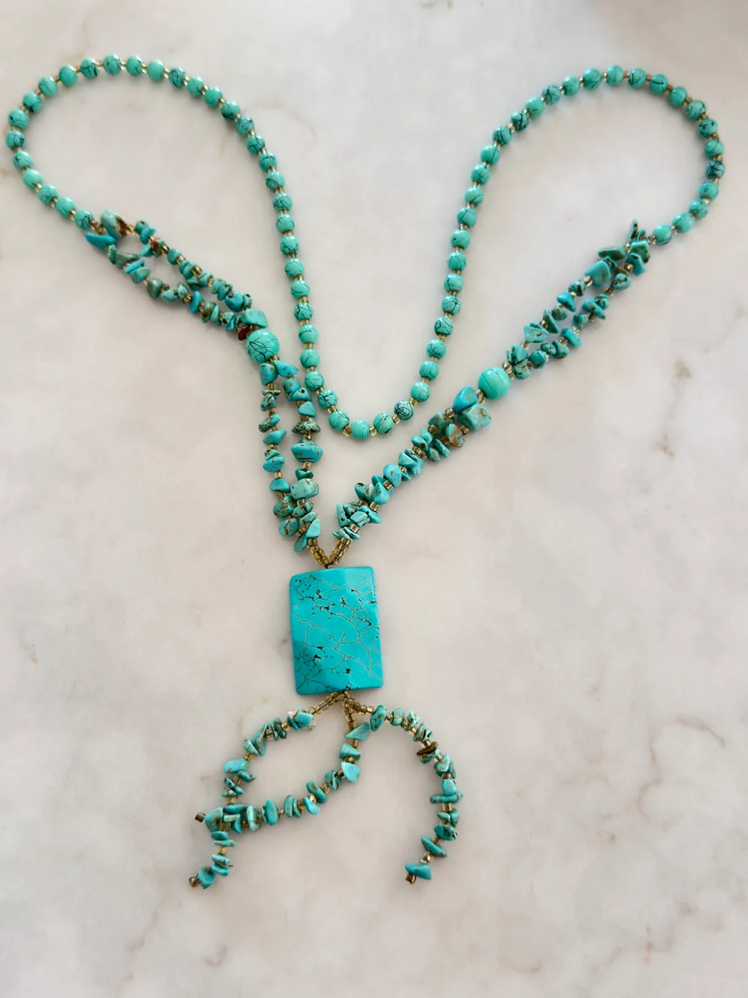 Turquoise Stone Beaded Necklace thumbnail