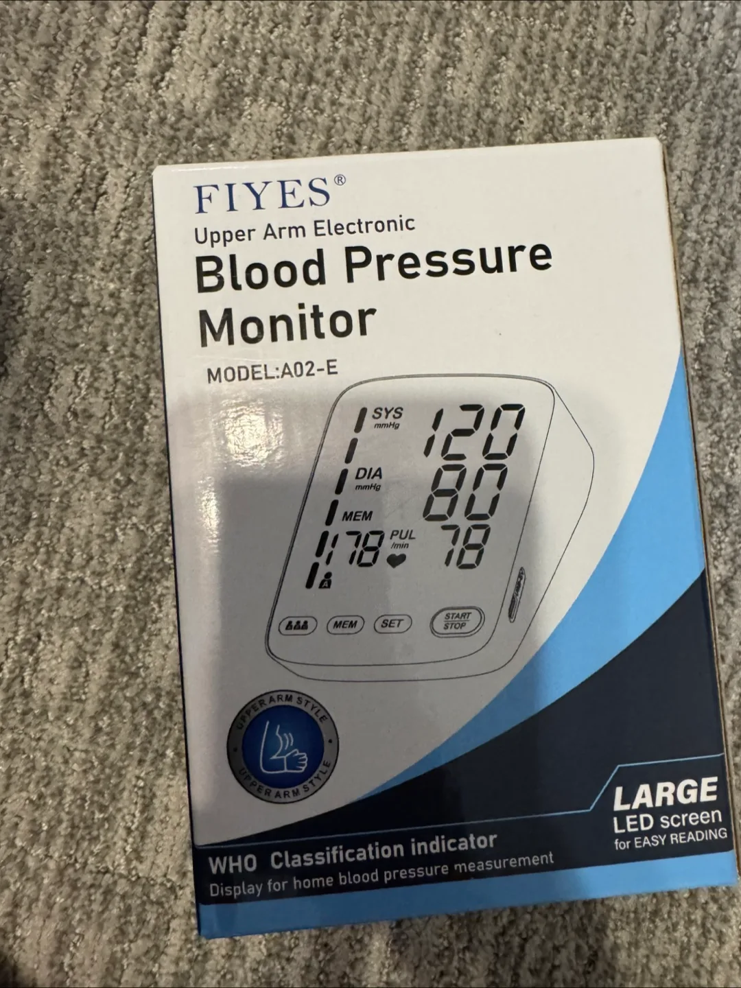 FIYES Upper Arm Electronic Blood Pressure Monitor A02-E thumbnail