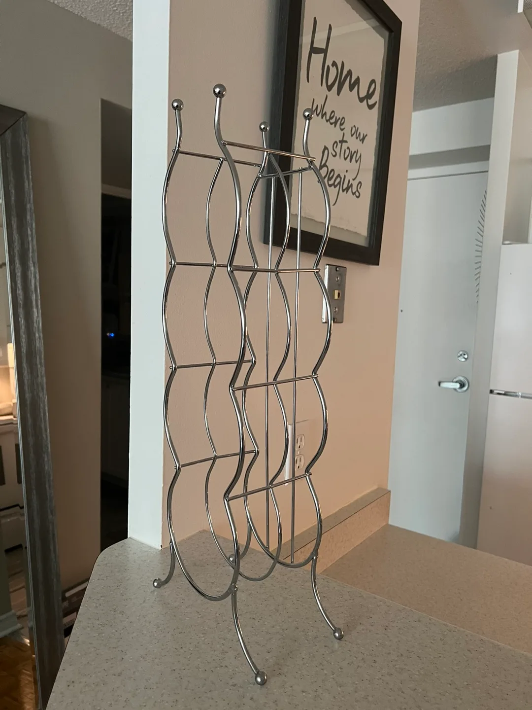 Chrome Wine Rack - Holds 6 Bottles thumbnail