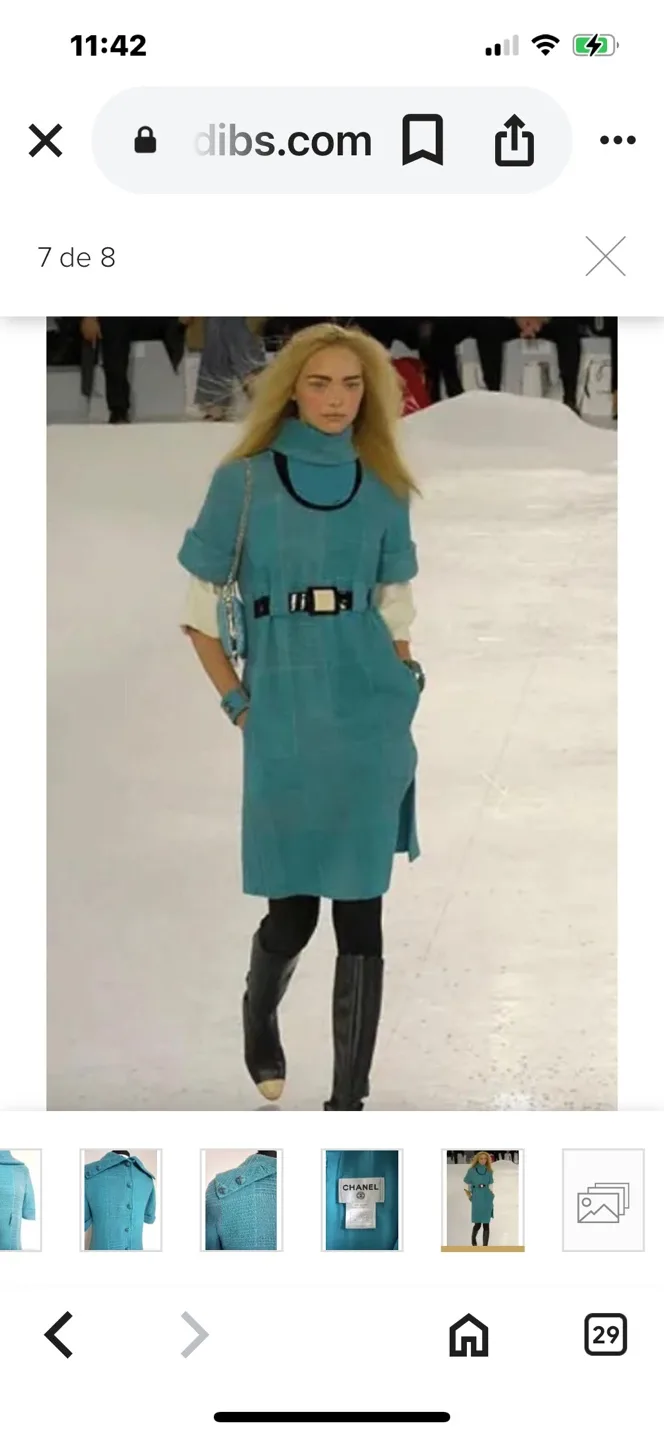 Chanel Light Blue Wool Dress - Size 42 image indicator(10)