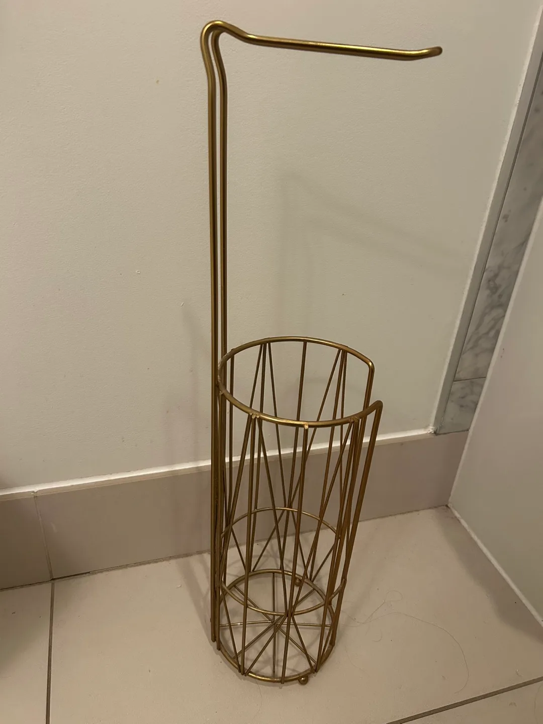 Gold Metal Toilet Paper Holder Stand thumbnail