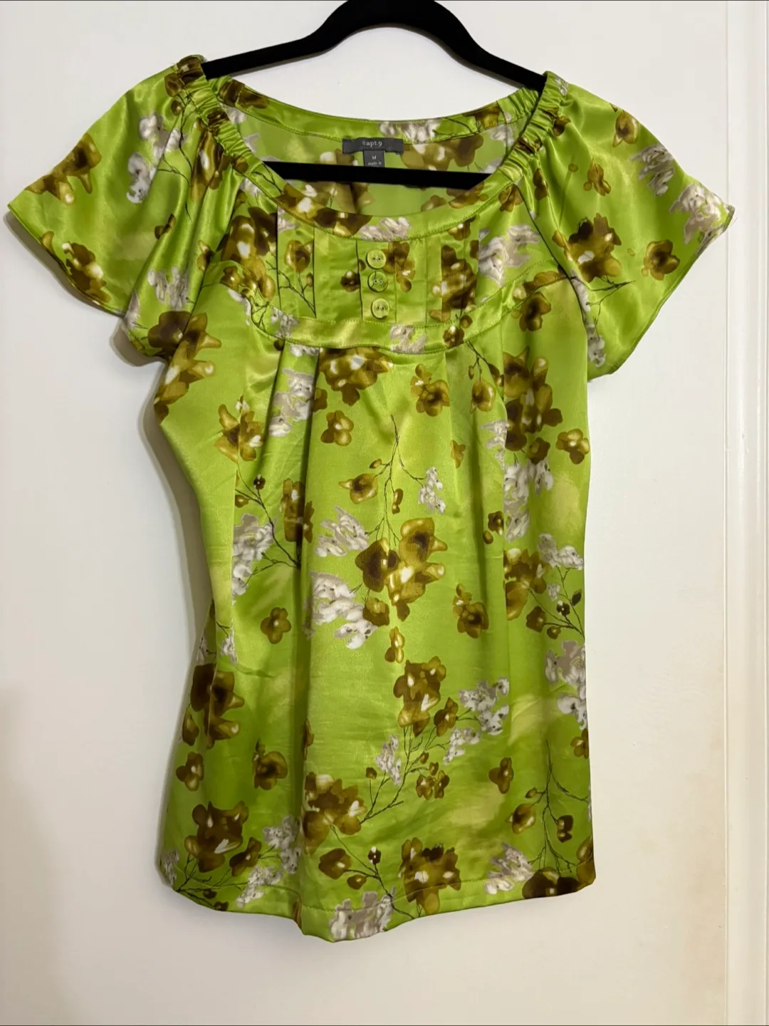 Apt. 9 Green Floral Blouse - Size M thumbnail