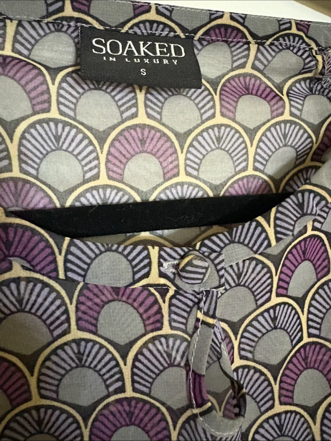 Soaked in Luxury Purple Patterned Blouse - Size S image indicator(3)