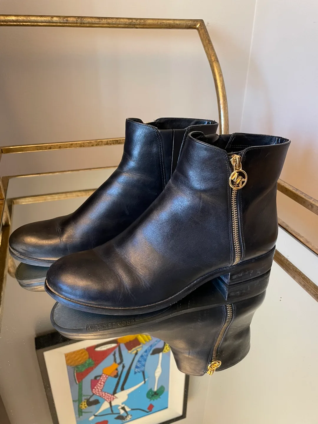 Michael Kors Black Leather Ankle Boots thumbnail