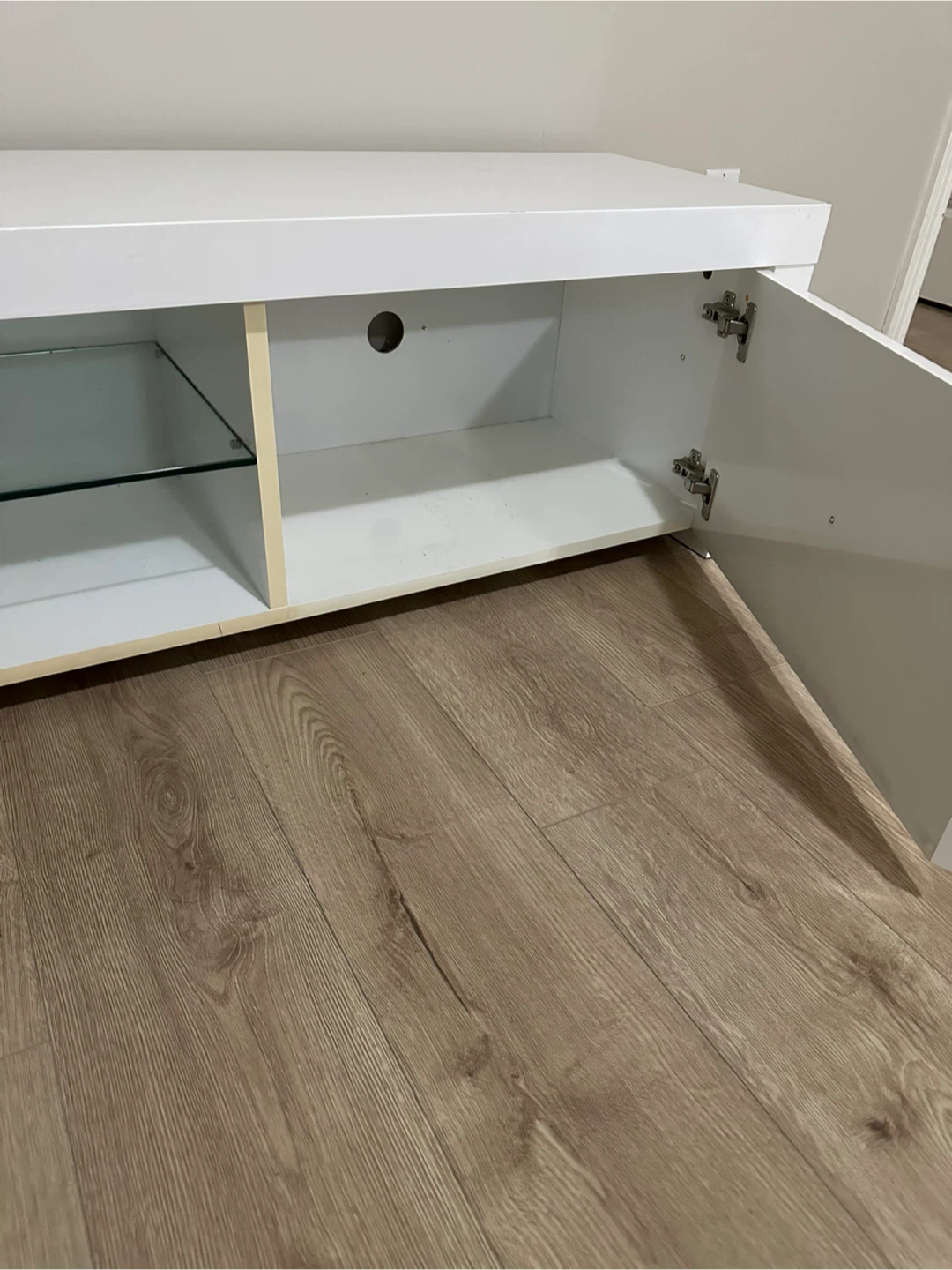White TV Stand with storage - photo 4