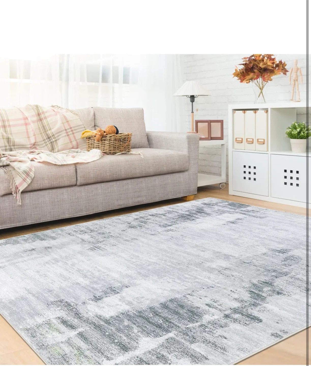 Thin & Lightweight Grey Area Rug 5x8 ft thumbnail