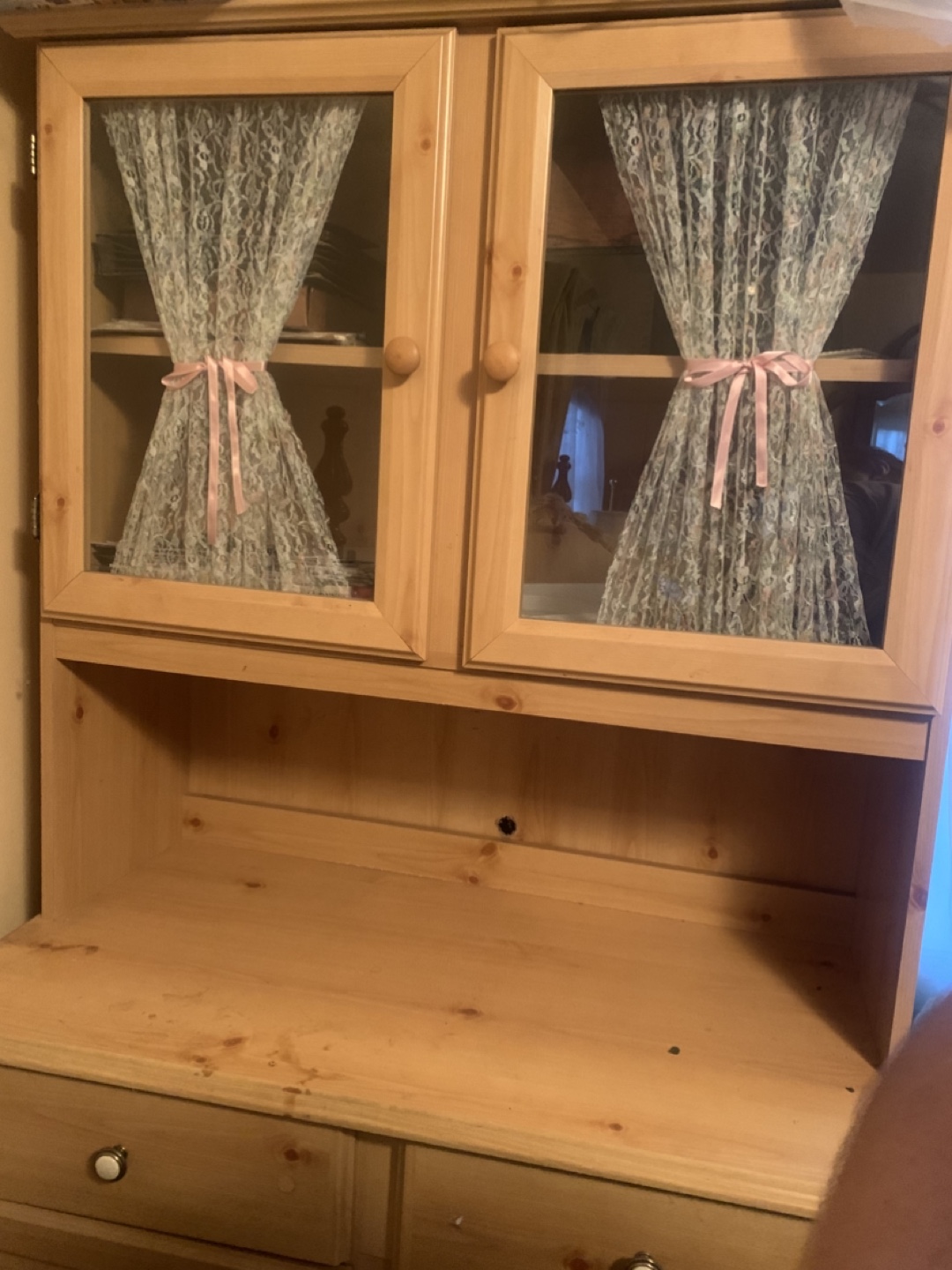 Wooden Hutch with Glass Doors - photo 3
