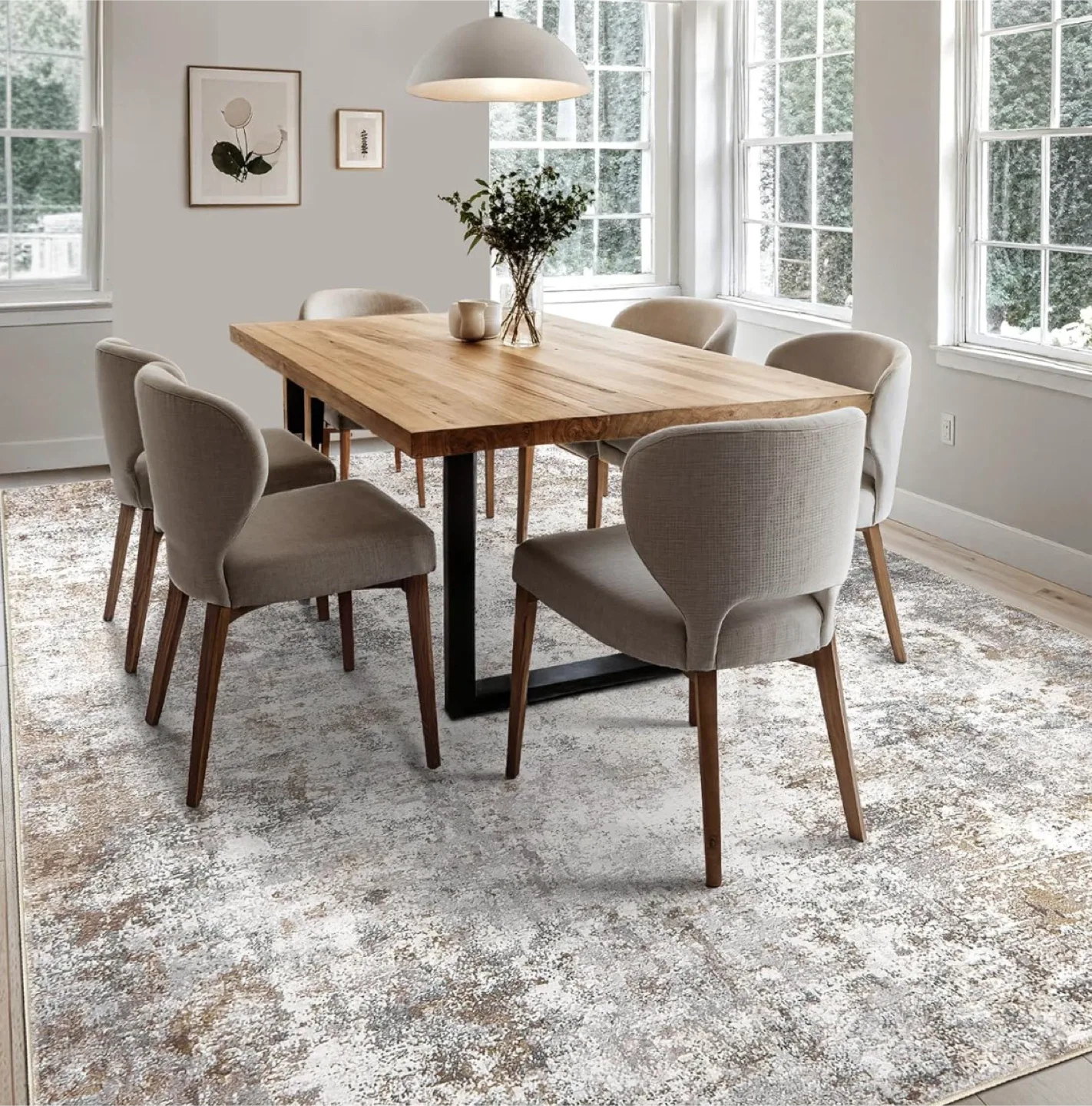 Area Rug 8 x10 ft - Beige/Grey Abstract Pattern thumbnail
