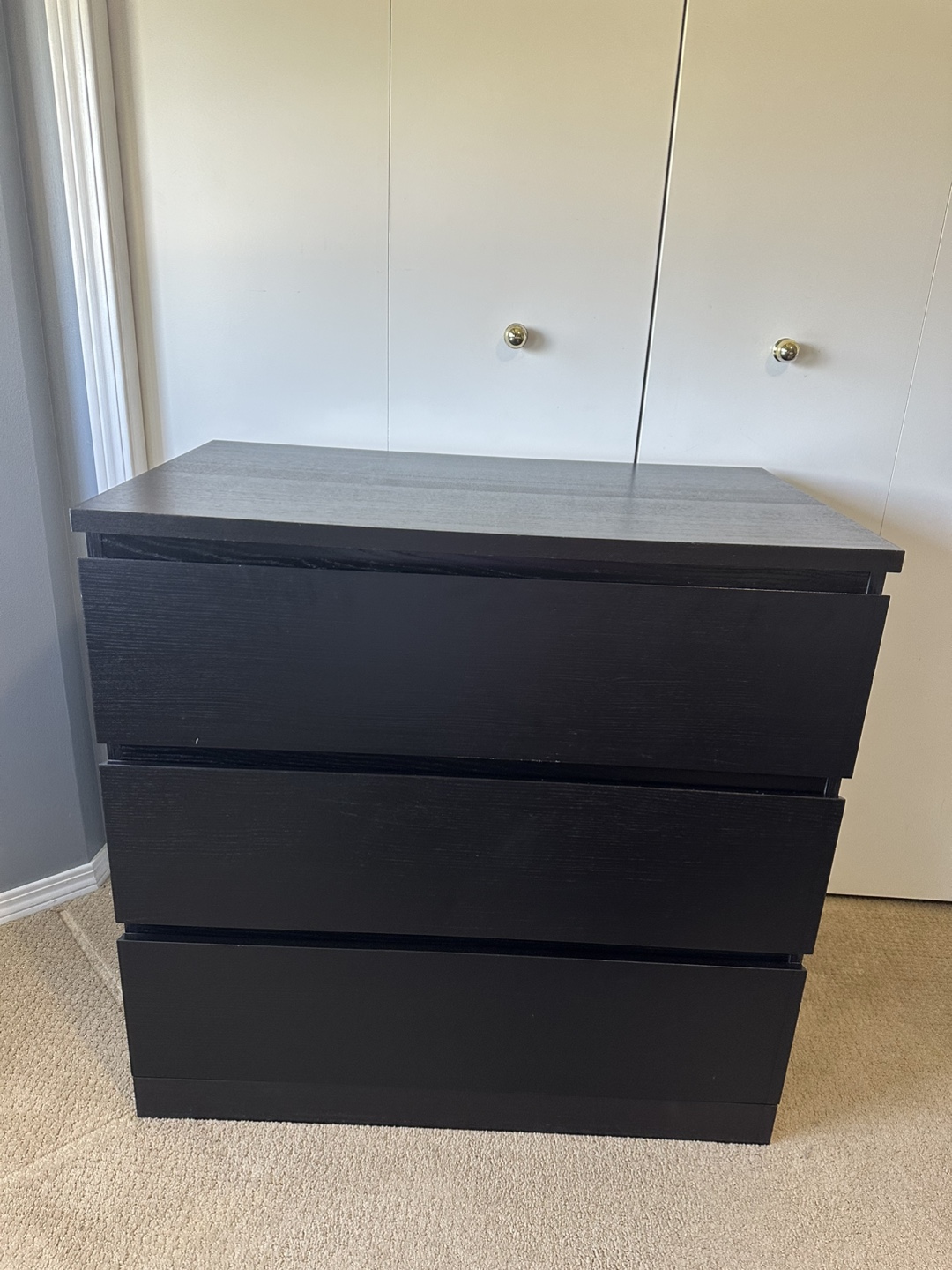 IKEA Malm Black-Brown 3-Drawer Dresser