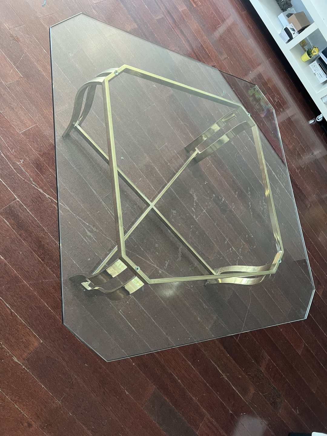 Glass Top Coffee Table with Gold Frame - photo 2