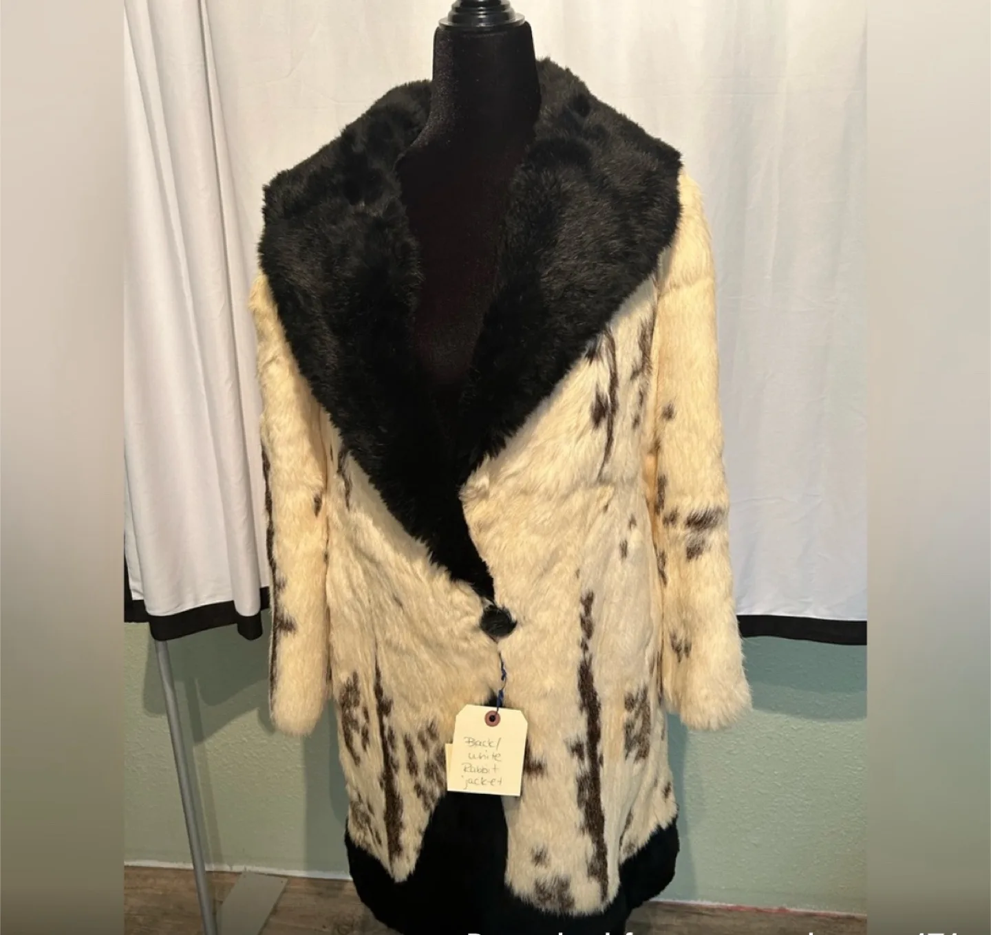 Vintage D. Kindy & Sons Rabbit Fur Jacket - Black/White thumbnail