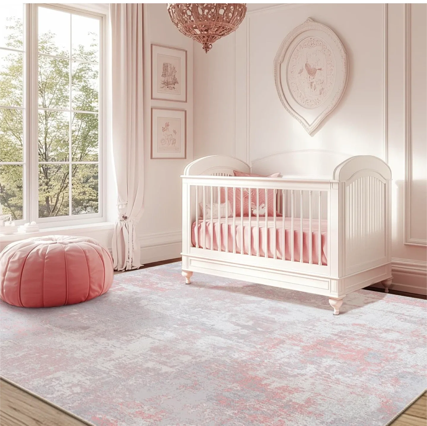 Pink & Grey Abstract Area Rug6x9 ft thumbnail