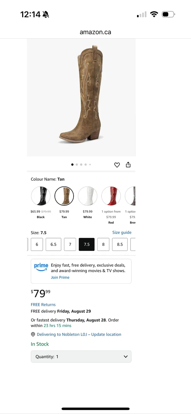 Brown Embroidered Cowboy Boots - Size 8.5 image indicator(8)