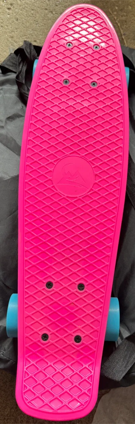 Penny Board Skateboard - Pink with Blue Wheels thumbnail
