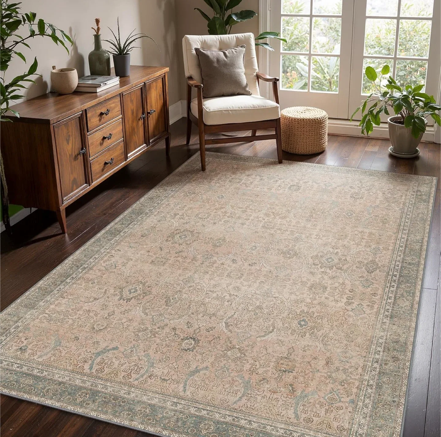Washable Area Rug 8x10 ft - Non-Slip & Reinforced Edges thumbnail