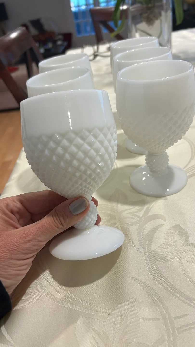 Vintage Milk Glass Goblets, Set of 6 thumbnail