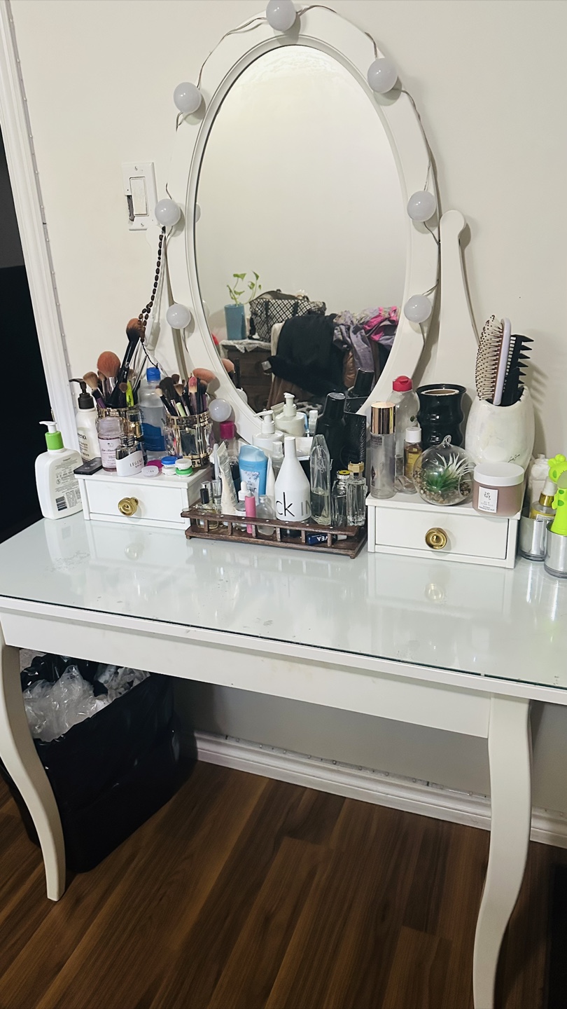 Vanity Table with Lighted Mirror, White - photo 5