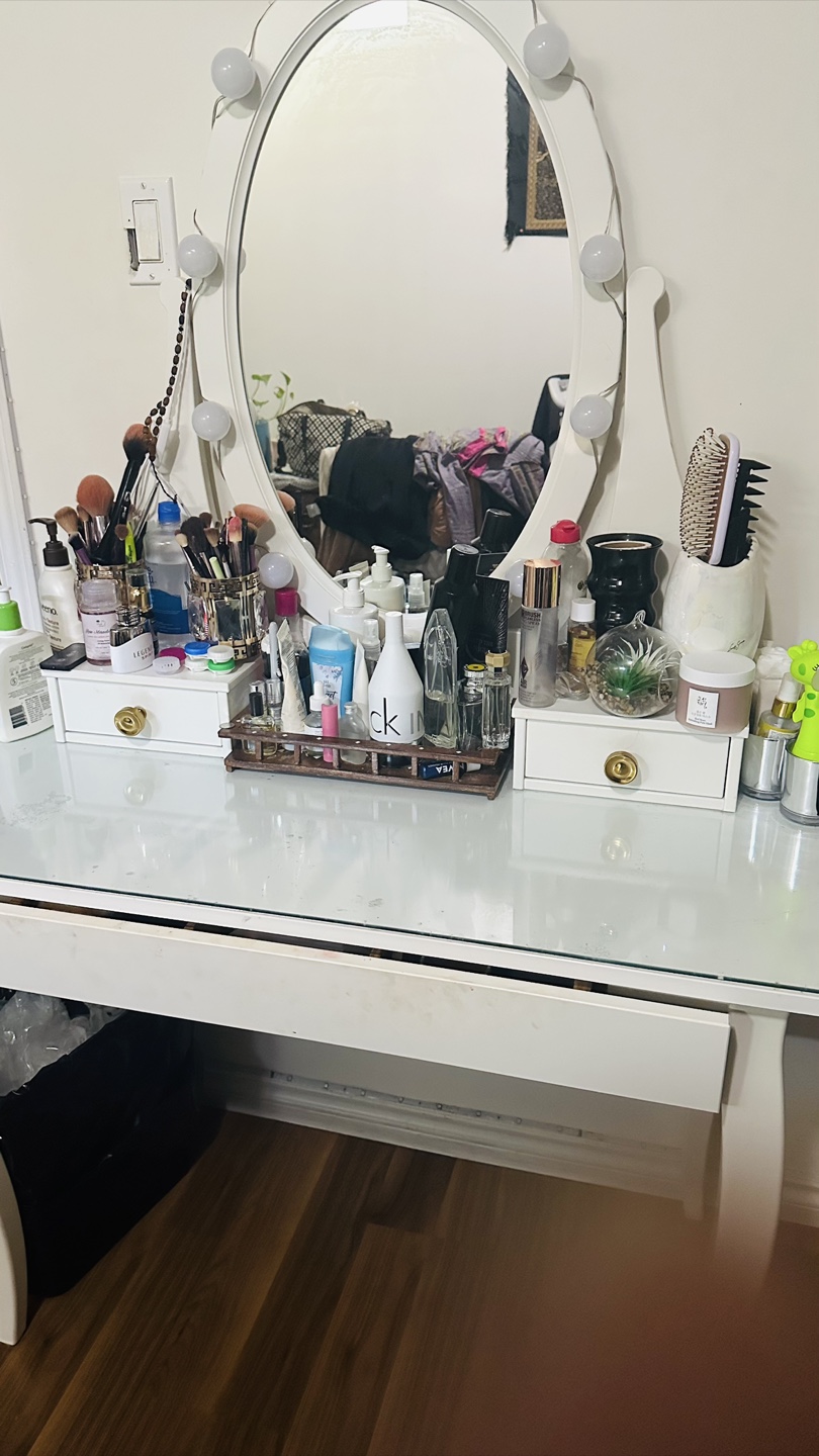 Vanity Table with Lighted Mirror, White - photo 2