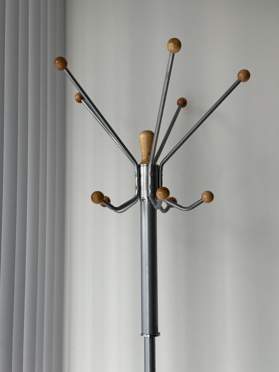 Standing Coat Rack - Silver & Wood - photo 2