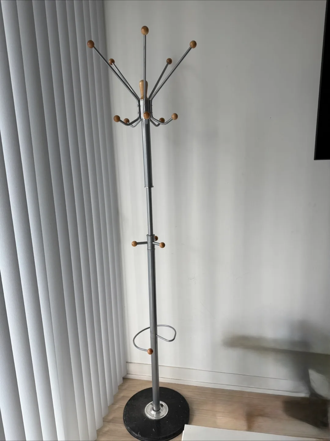 Standing Coat Rack - Silver & Wood thumbnail