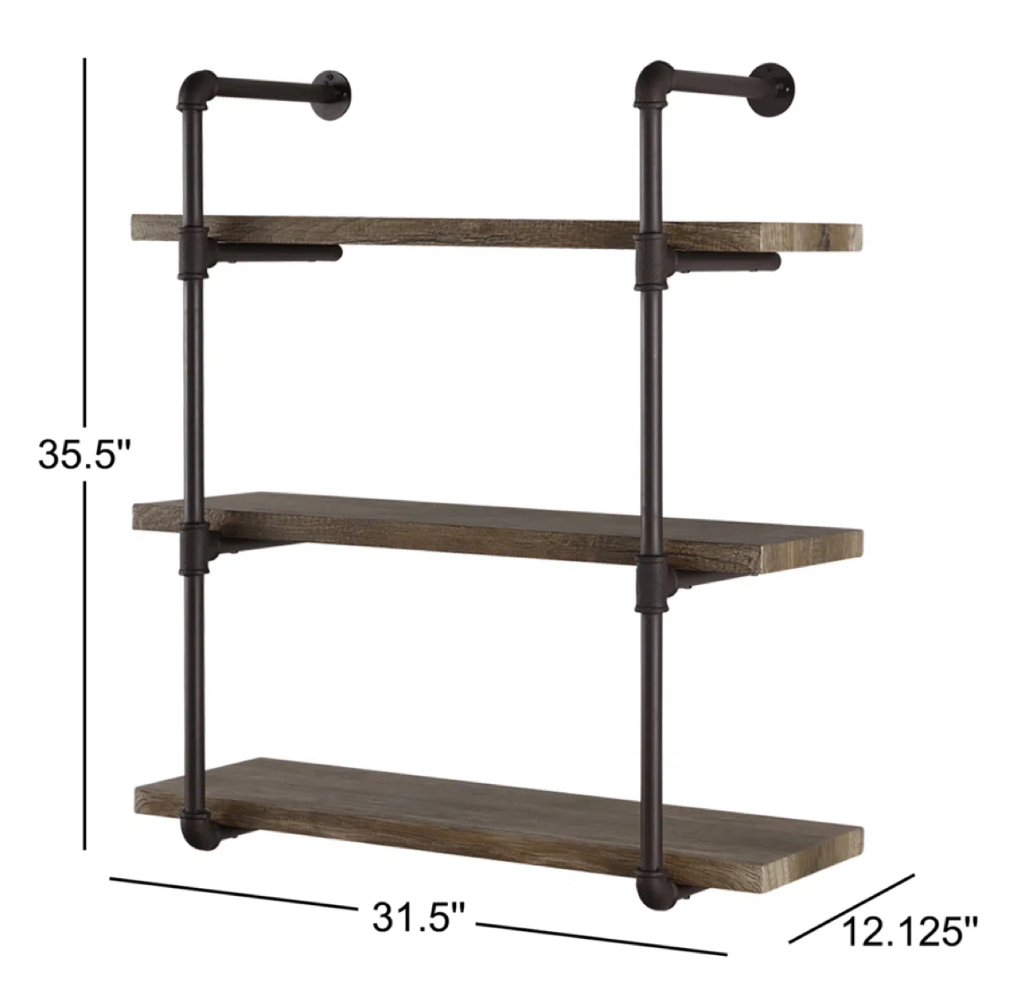 Industrial Style Wall Shelf, 3 Tier - photo 2
