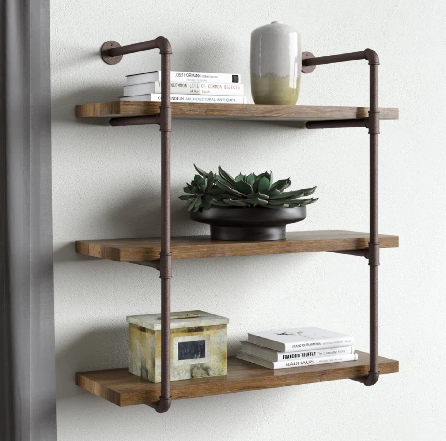 Industrial Style Wall Shelf, 3 Tier