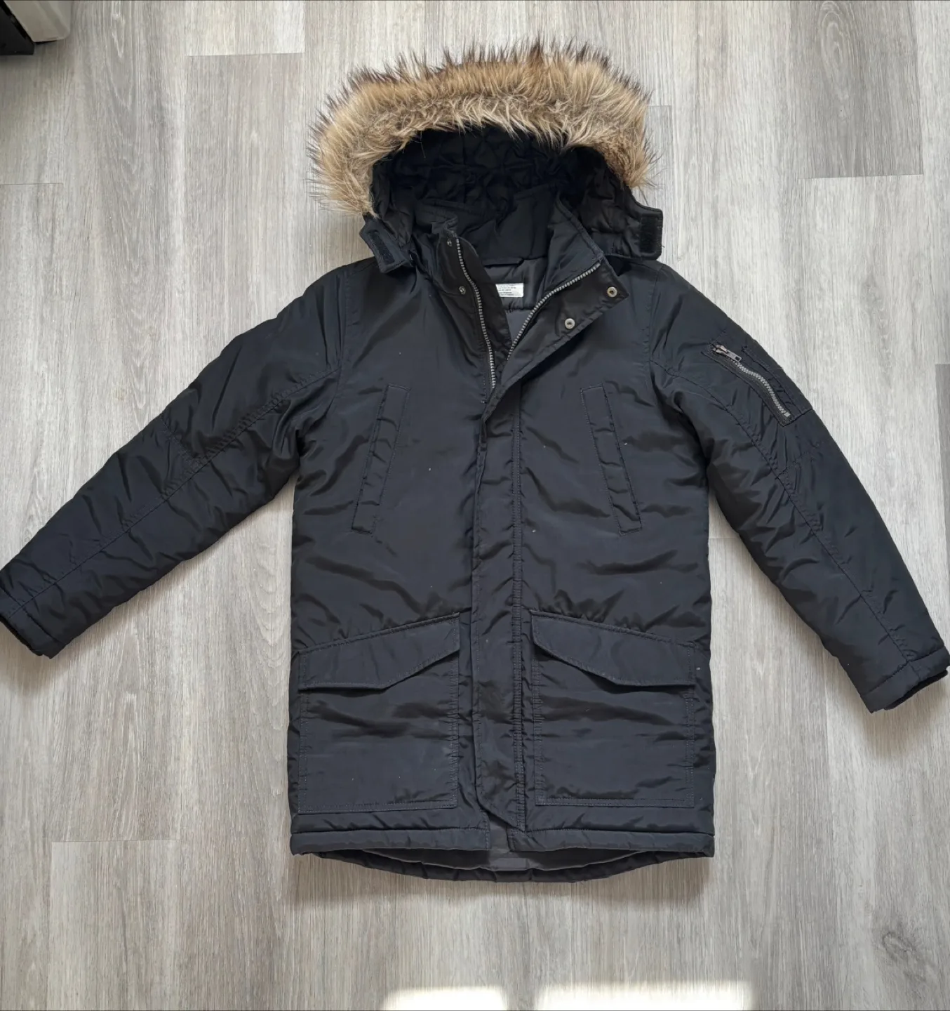 Boys H&M Black Winter Jacket - Size 11-12Y thumbnail