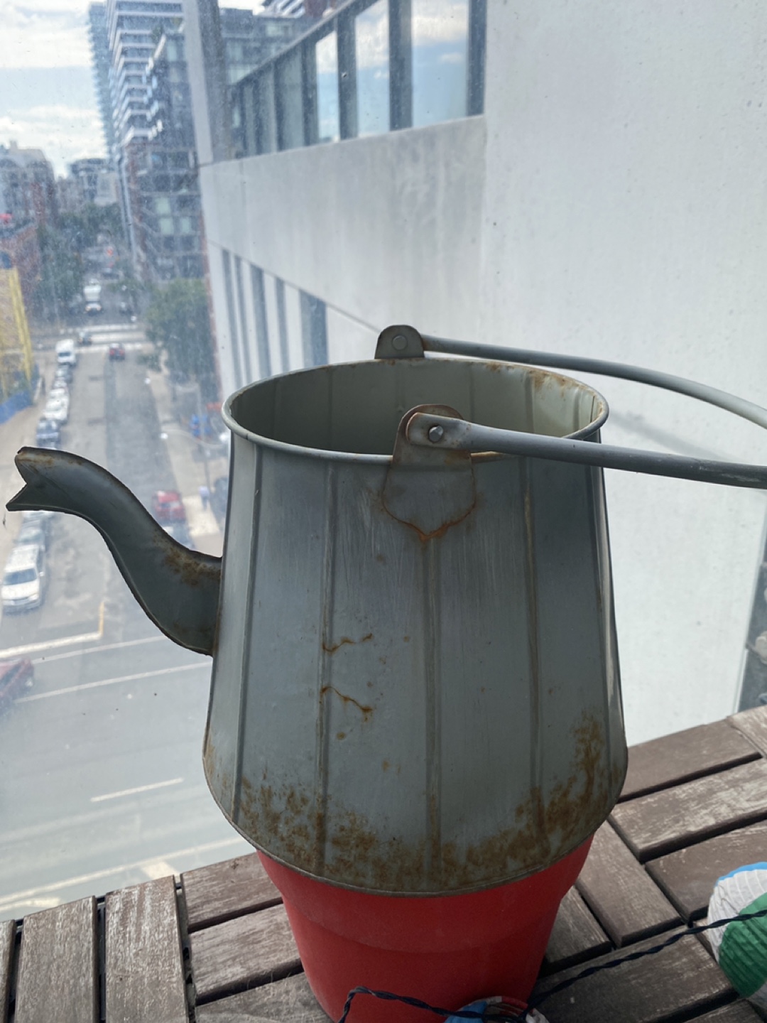 Watering can style outdoor plant pot