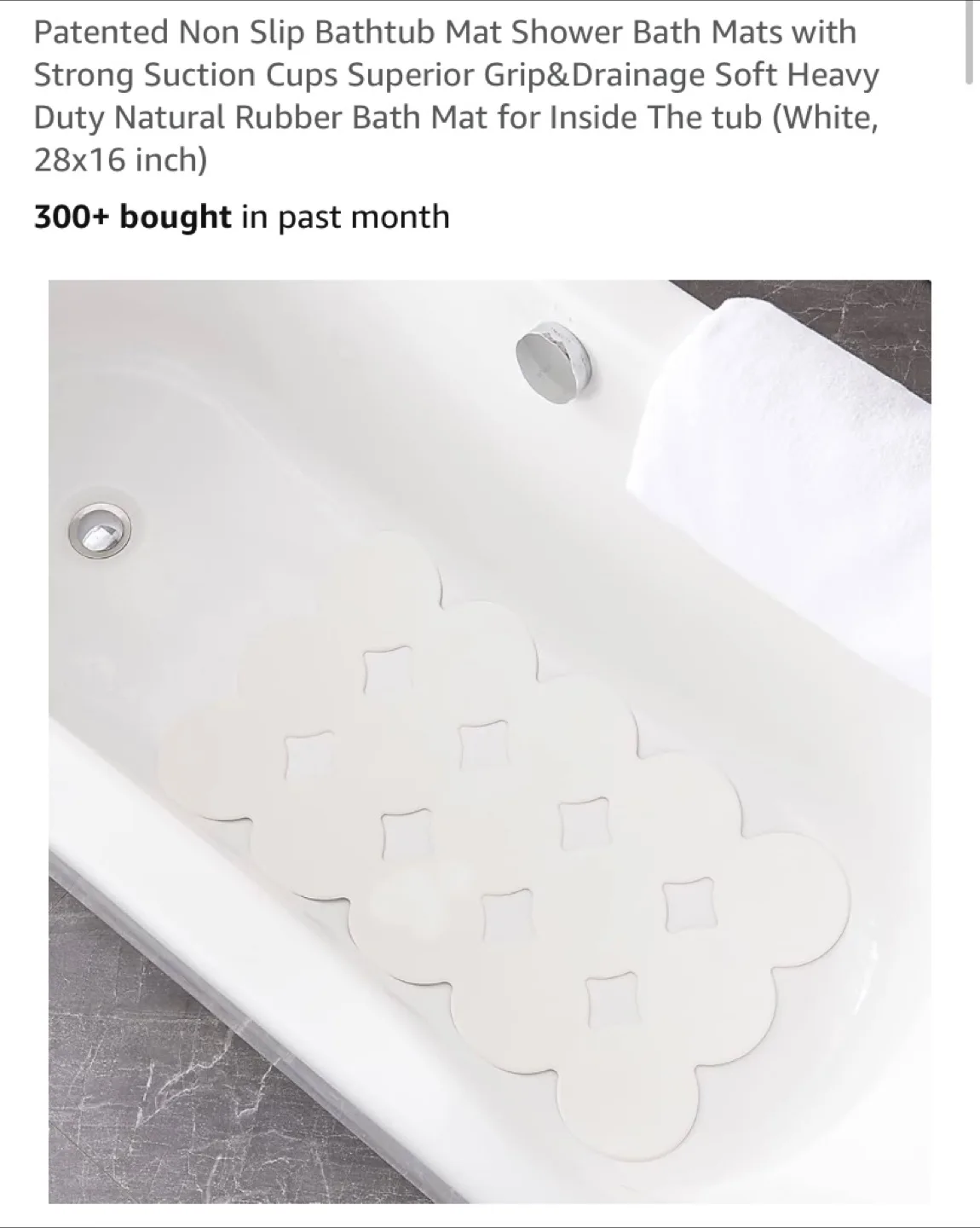 Non Slip Bathtub Mat - White - 28x16 inch thumbnail