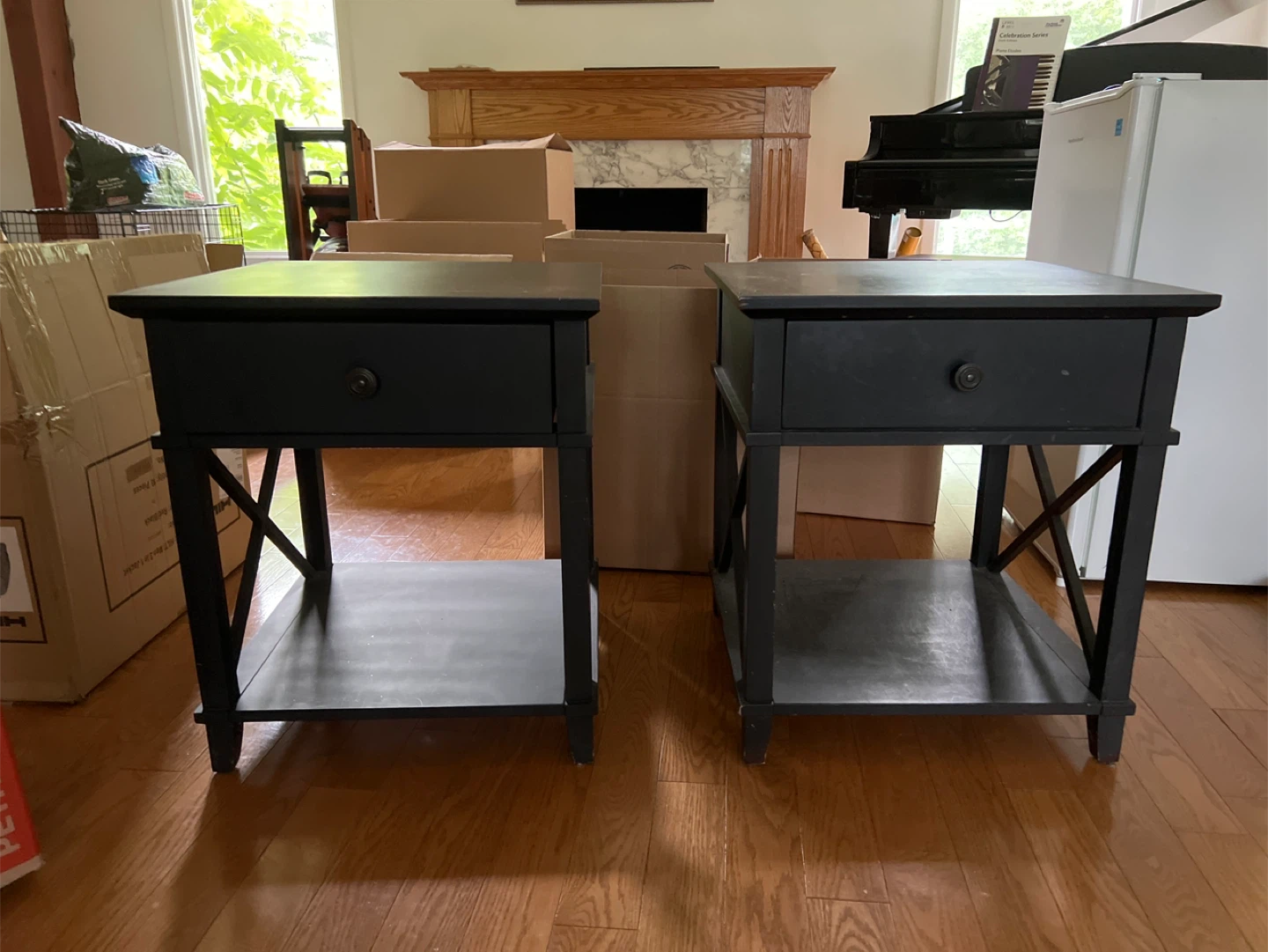 Black Wood Nightstands - Set of 2