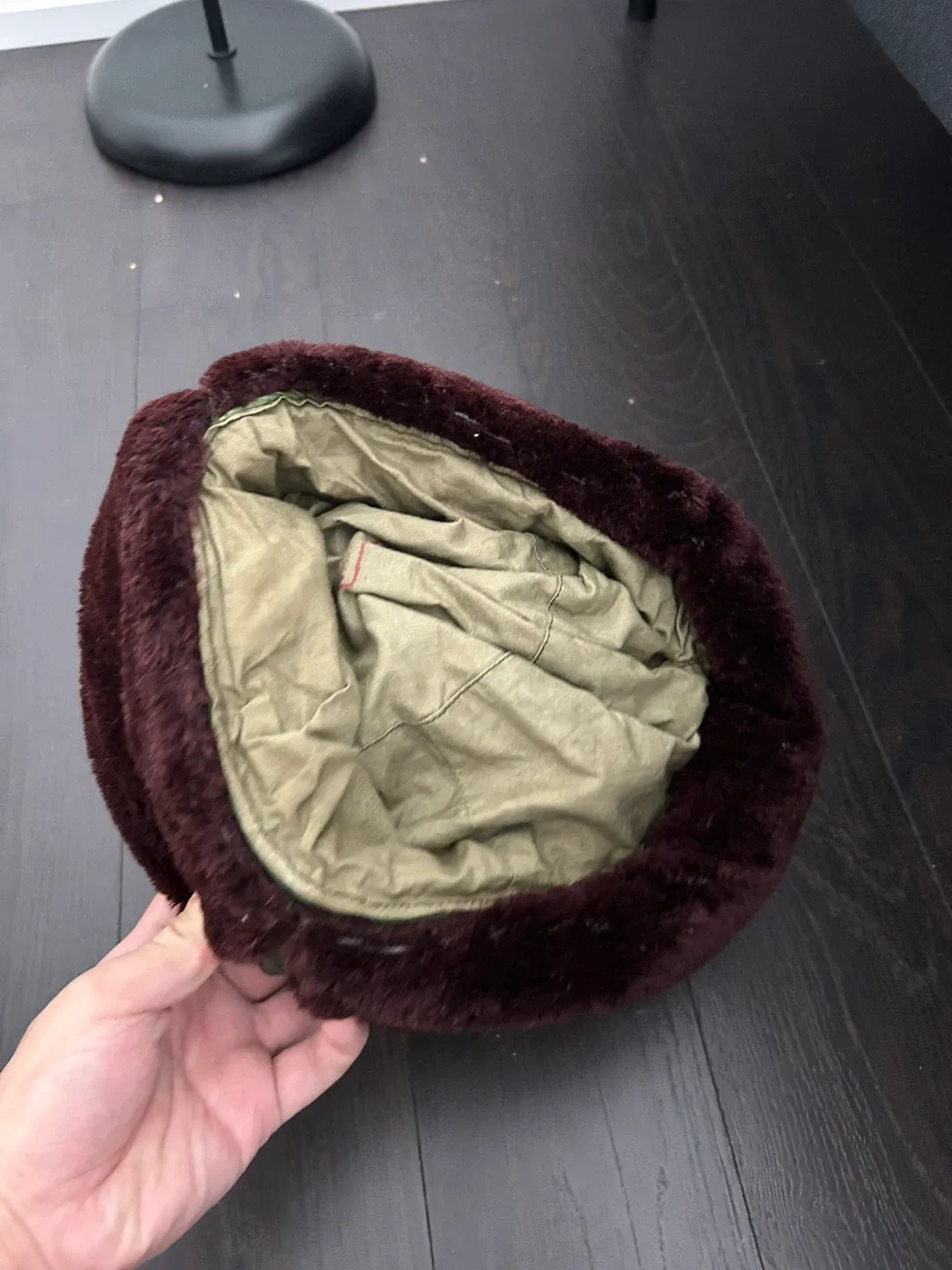 Olive Green Trapper Hat with Faux Fur image indicator(2)
